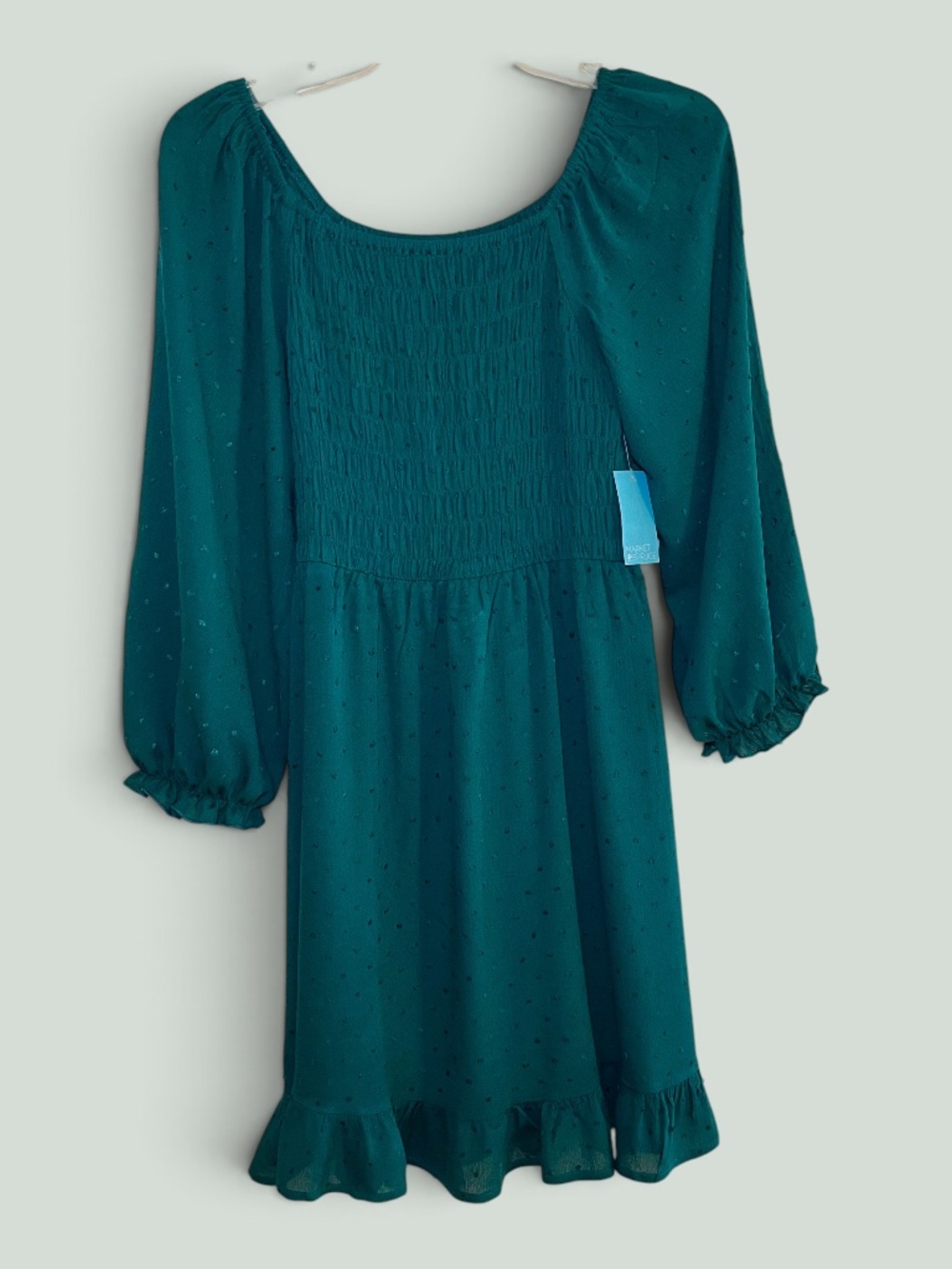 Market & Spruce Forest Green Ruffle Hem Mini Dress Size 16